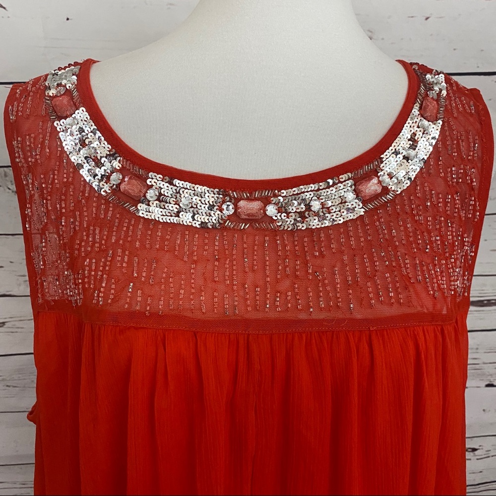 Lane Bryant Orange Chiffon Sequin Dress Size 26/28 - Picture 2 of 8